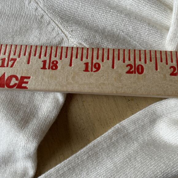 VTG 90s y2k Guess studded sweater Logo Turtleneck Large Rhinestones Studs cream - Picture 12 of 12